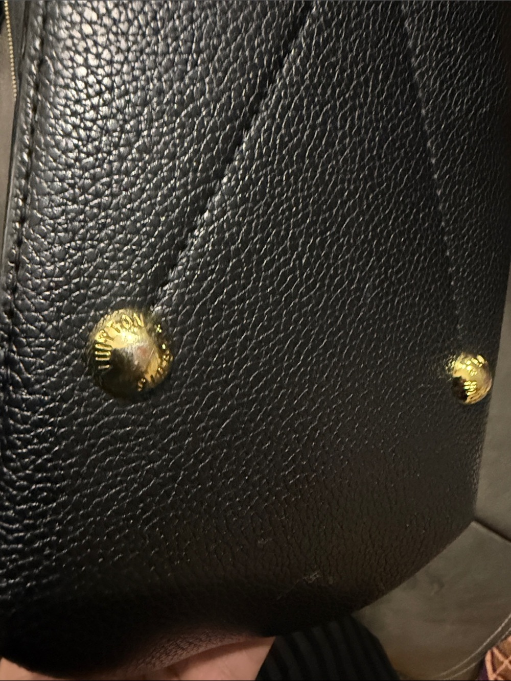 Louis Vuitton fashion bag Black Embossed Monogram Shoulder Bag w/ Gold Hardware - Picture 6 of 9